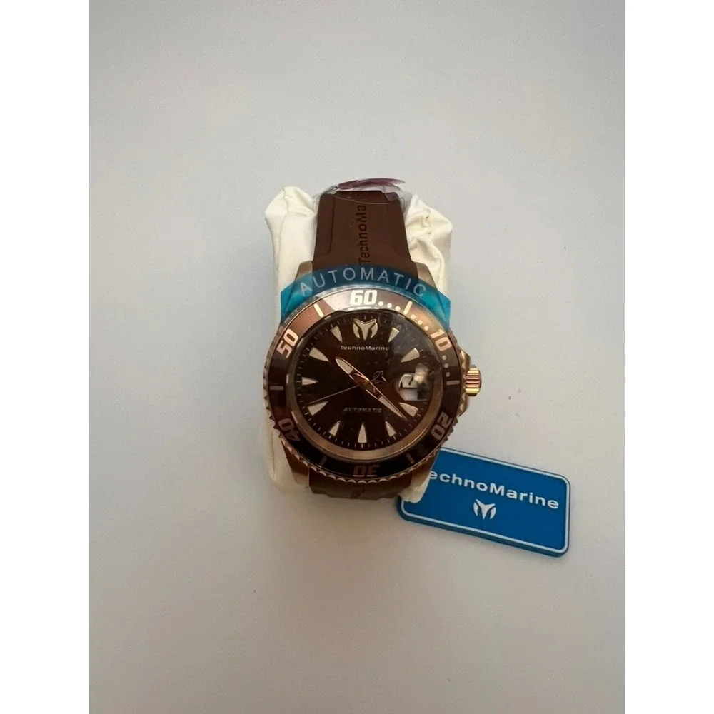 #W043TechnoMarine Manta TM-219089 Automatic Mens 42mm Brown Rose Gold Dive Watch